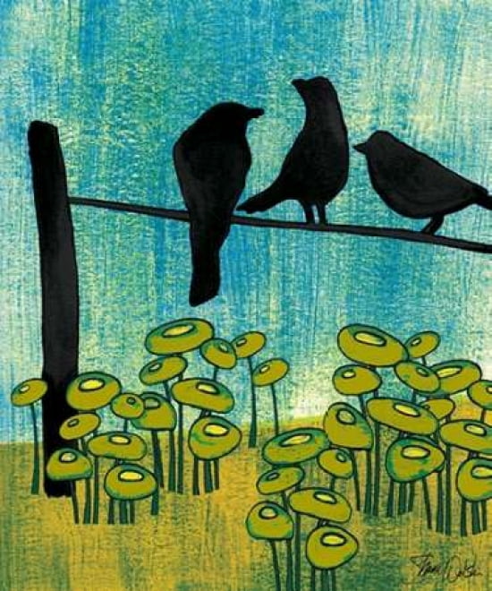 Birds and Poppies Canvas Art - Shanni Welsh (20 x 24)