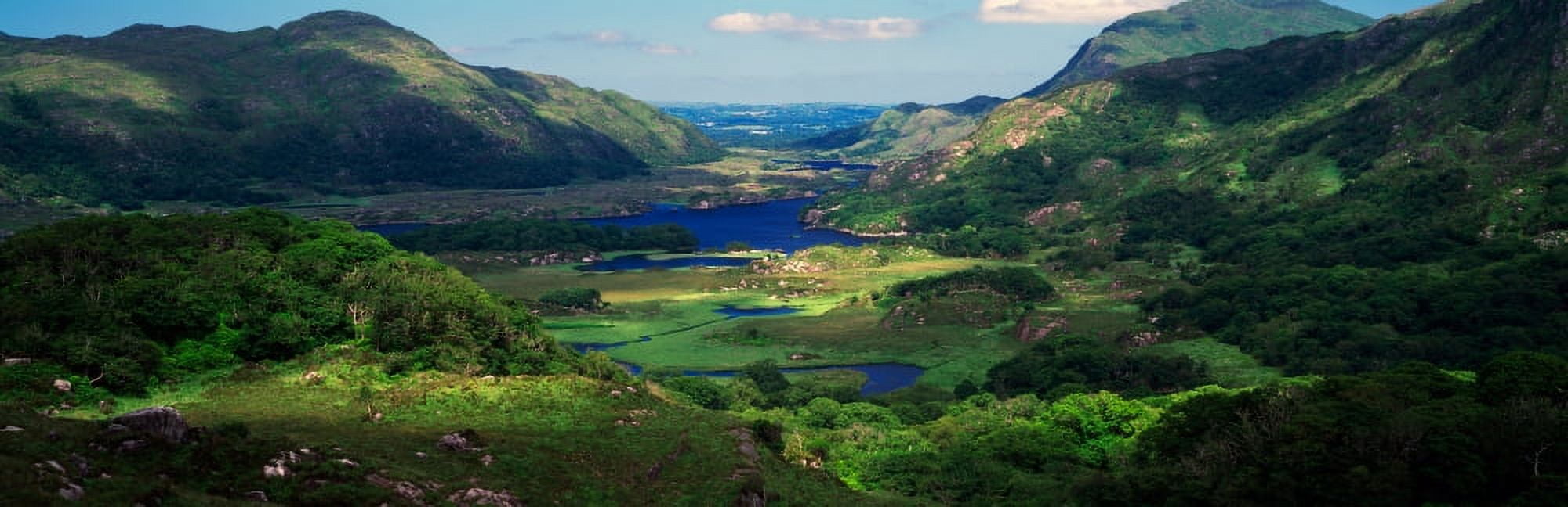 Birds-eye view of river through mountain landscape Killarney National Park Ireland Canvas Art - Panoramic Images (27 x 9)