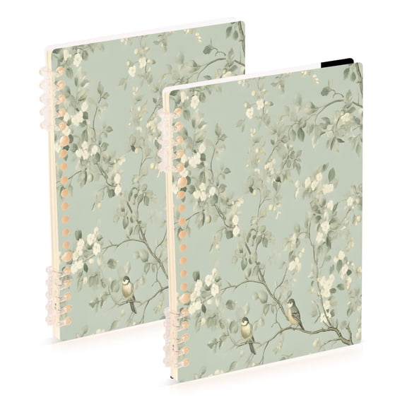 Birds in Bloom 2-Piece A5 PP Notebooks, Adjustable Rings, 80g Paper, Diary Set