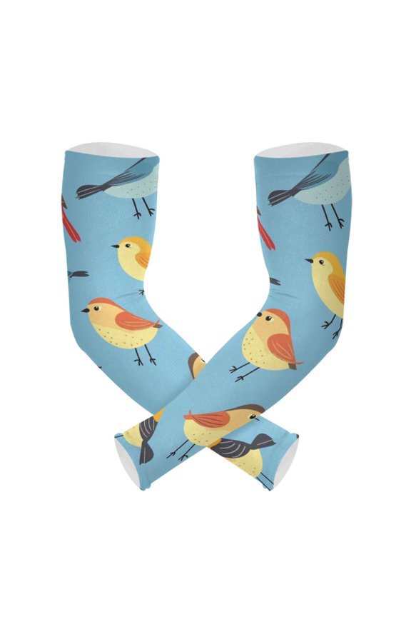 Birds in Blue Gardening Sleeves UV Sun Protection Cooling Arm Sleeves Anti-Scratch Farmers Sleeves for Women Men