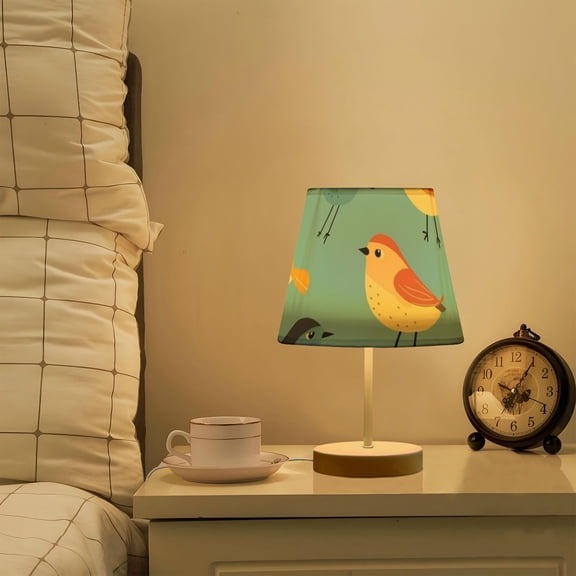 Birds in Blue LED Desk Lamp Table Lamp USB Bedside Nightstand Small Lamp for Bedroom Living Room Kids Room