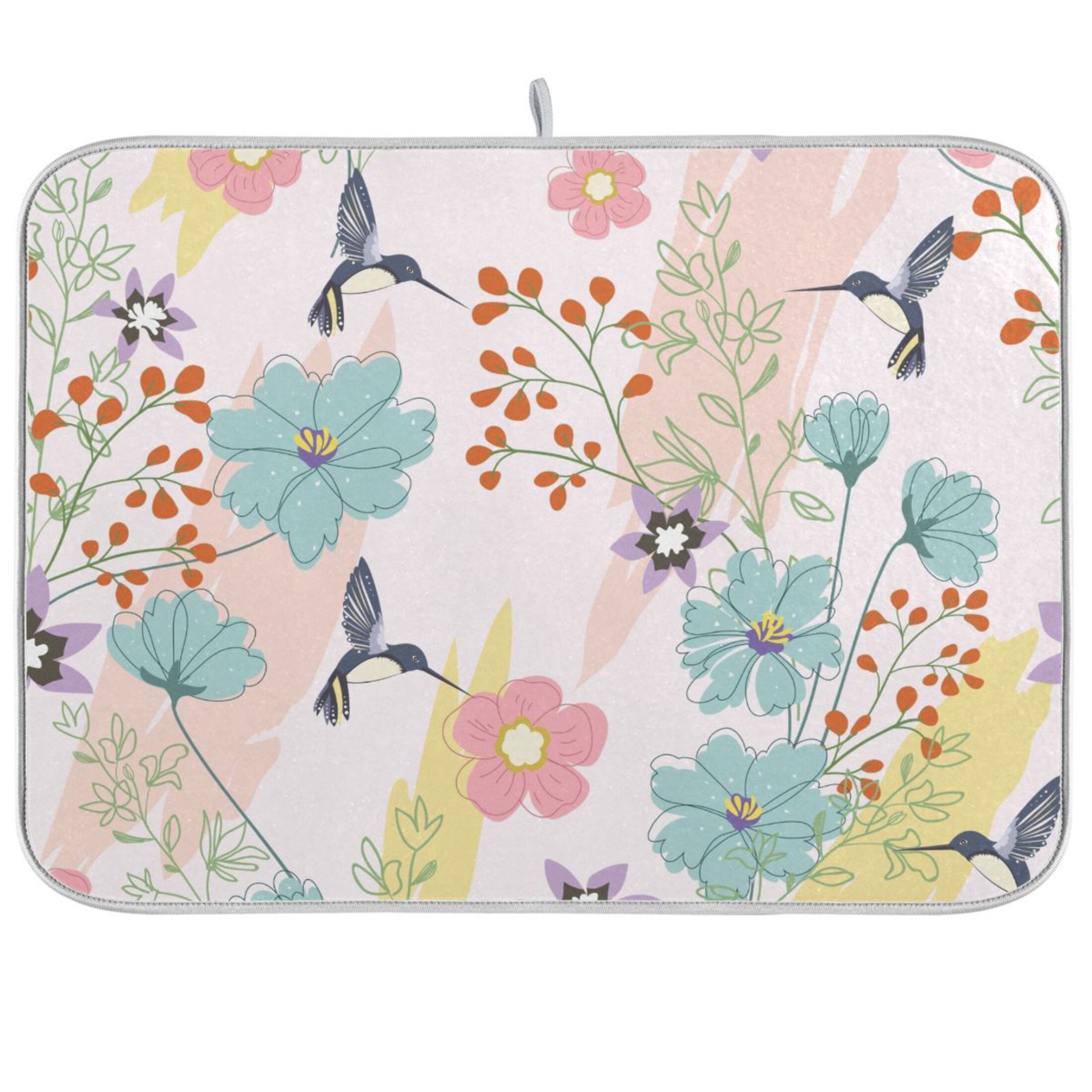 Birds in Floral Flowers Dish Drying Mat Microfiber Kitchen Mats Large ...