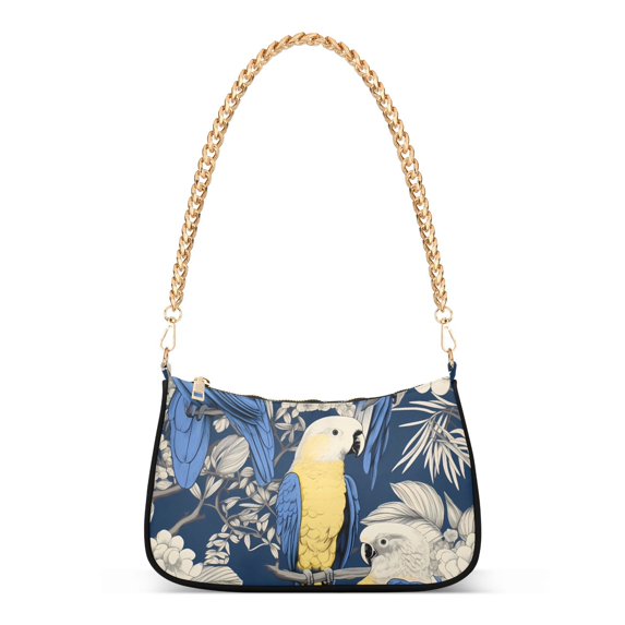 Birds in Flowers LeavesWomen Small Shoulder Bag Crossbody Tote Hobo Bags Purse Clutch Handbags with Chain Strap for Women