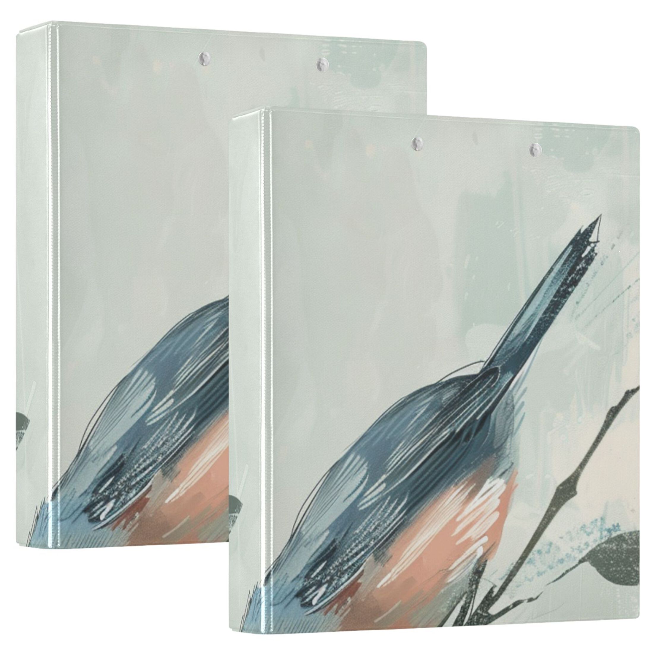 Birds in Leaves 3 Ring Binders 1.5 inch Hardcover File Folders with Interior Pockets A4 Size Organizer for School Office Hospital