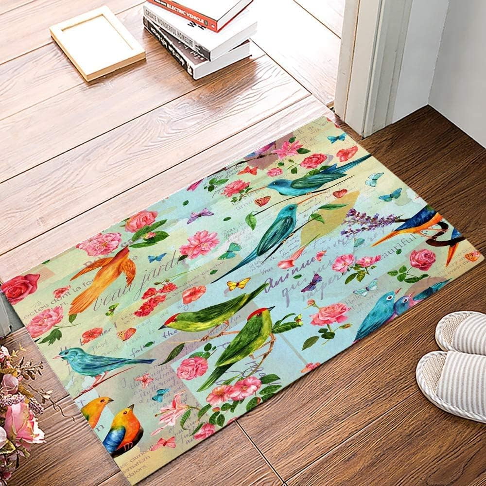 Birds in Spring Indoor Outdoor Doormat, Entrance Mat Rug