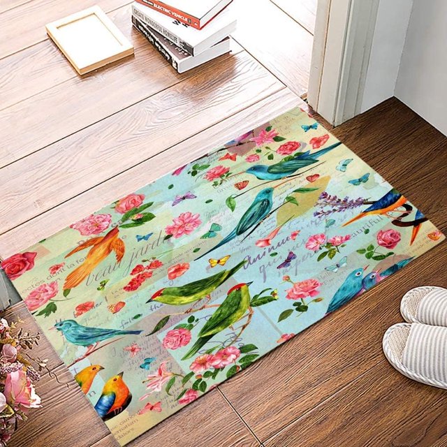 Birds in Spring Indoor Outdoor Doormat, Entrance Mat Rug