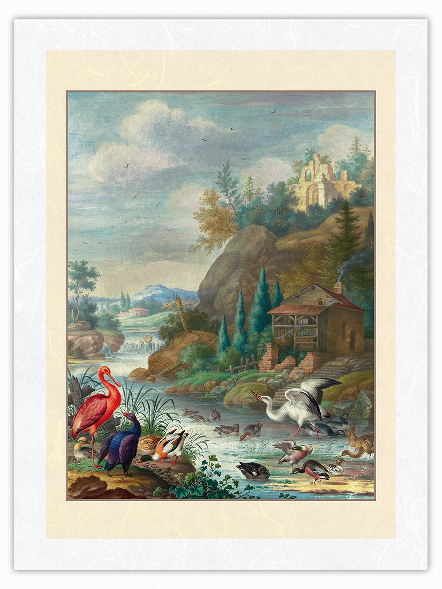 Birds near a Mountain Stream - Vintage Illustration by Herman ...