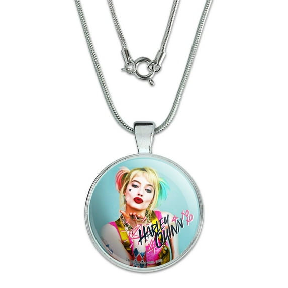 Birds of Prey Harley Quinn Blowing Kisses 1" Pendant with Sterling Silver Plated Chain