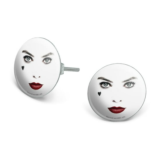 Birds of Prey Harley Quinn Red Lips Novelty Silver Plated Stud Earrings