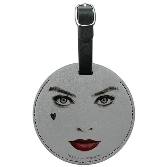 Birds of Prey Harley Quinn Red Lips Round Leather Luggage Card Suitcase Carry-On ID Tag