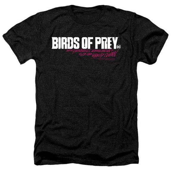 Birds of Prey & Horizontal Logo-Adult Heather T-Shirt, Black - Extra Large