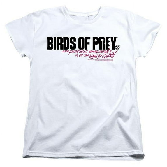 Birds of Prey & Horizontal Logo-Short Sleeve Women T-Shirt, White - Medium