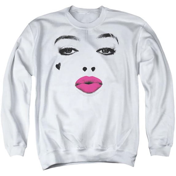 Birds of Prey & Kiss-Adult Crewneck Sweatshirt, White - 3X