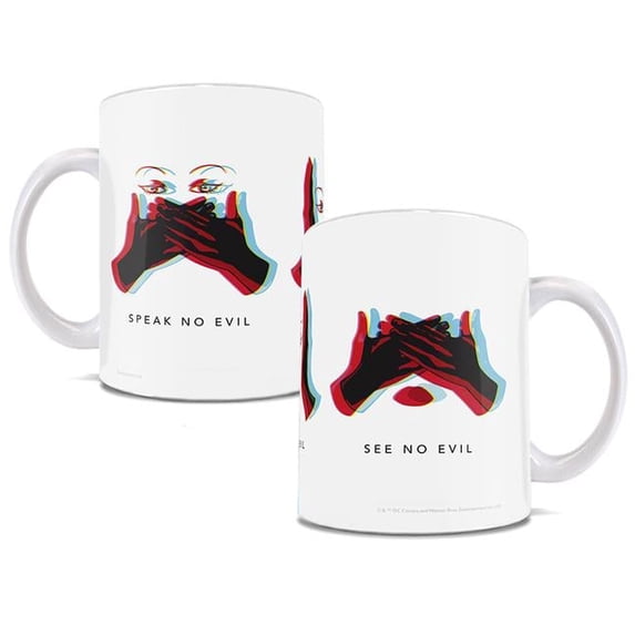 Birds of Prey No Evil Ceramic Mug, White