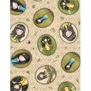 Birds of a Feather Girl Patches Santoro Gorjuss Beige Cotton Fabric by The Yard
