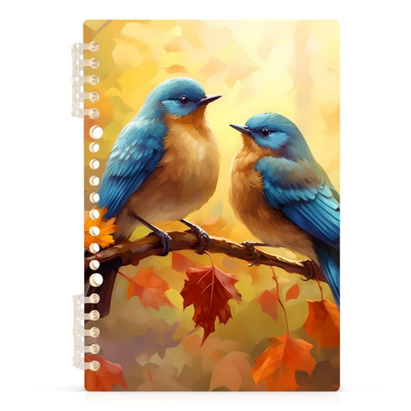 Birds on Autumn Leave Branch Spiral Journal Notebook College Ruled Notebook 8.3" x 5.7" A5 Lined Thick Paper Page