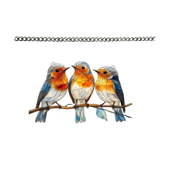 Birds on Branch Stain Acrylic Window Hanging Hummingbird Sun CatcherBird Stained Art Ornamentfor GardenHomeHousewarming Decor
