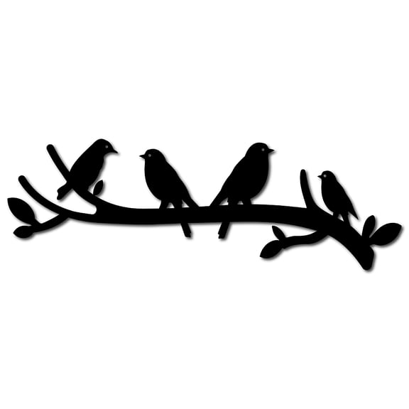 Birds on Branch Wall Decor Bird Wall Art Wooden Sculpture Sign Wood Slices Embellishment DIY Ornaments for Outdoor Garden Kitchen Home 12x4Inch