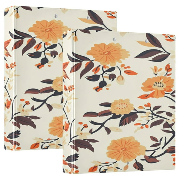 Birds on Branches Design 12.4x10.6in PVC Round Ring Binder, D-Ring 3-Hole, Metal Clip, 200 Sheets