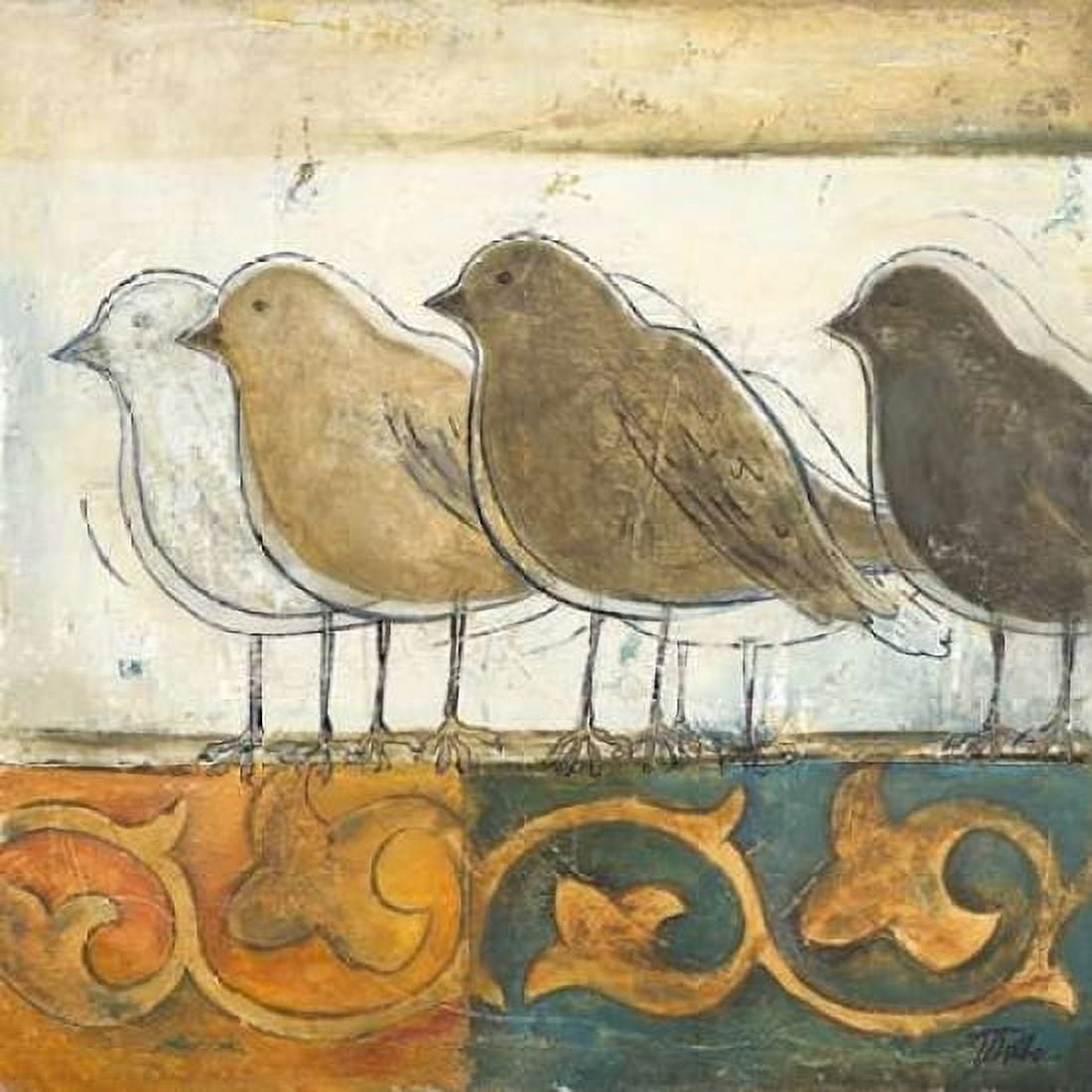 Birds on Damask I Canvas Art - Patricia Pinto (24 x 24)
