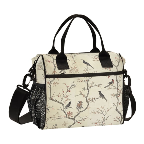 Birds on Tree Branch Lunch Bag Insulated Lunch Box Leakproof Reusable Cooler Tote Adjustable Shoulder Strap for Men Women 9L