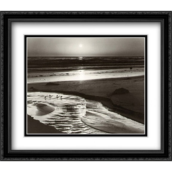 Birds on a Beach 2x Matted 36x28 Large Black Ornate Framed Art Print by Ansel Adams