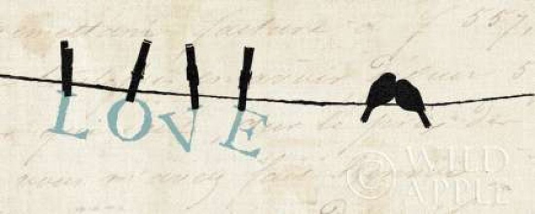 Birds on a Wire - Love Canvas Art - Alain Pelletier (10 x 20)