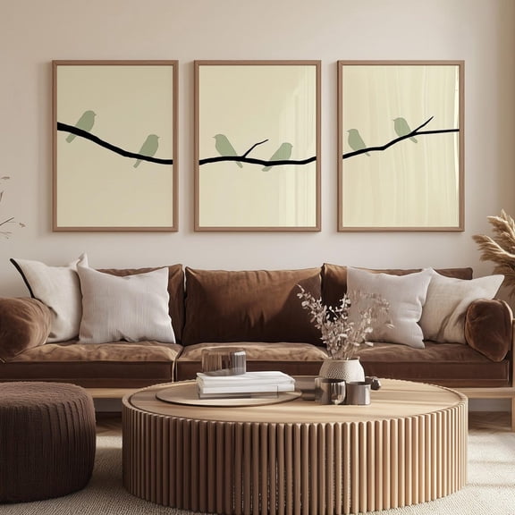 Birds on a Wire Wall Art, Print Set 3 Unframed Paper Print 8x12