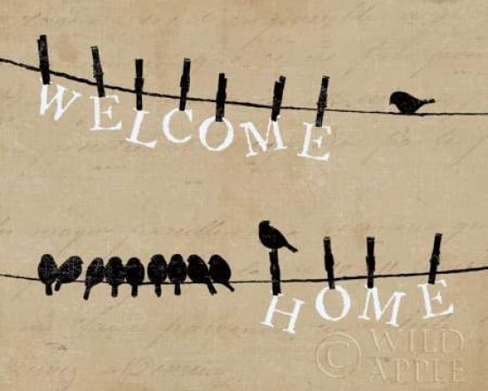 Birds on a Wire - Welcome Home Canvas Art - Alain Pelletier (24 x 30)