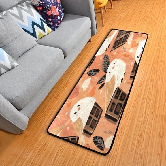 Birds with Chocolate Bars Long Area Rug 72" x 24" Non-Slip Polyester with Cotton Padding