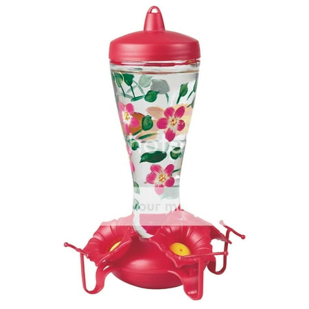 Birdscapes 10-Ounce Hand Painted Glass Hummingbird Feeder