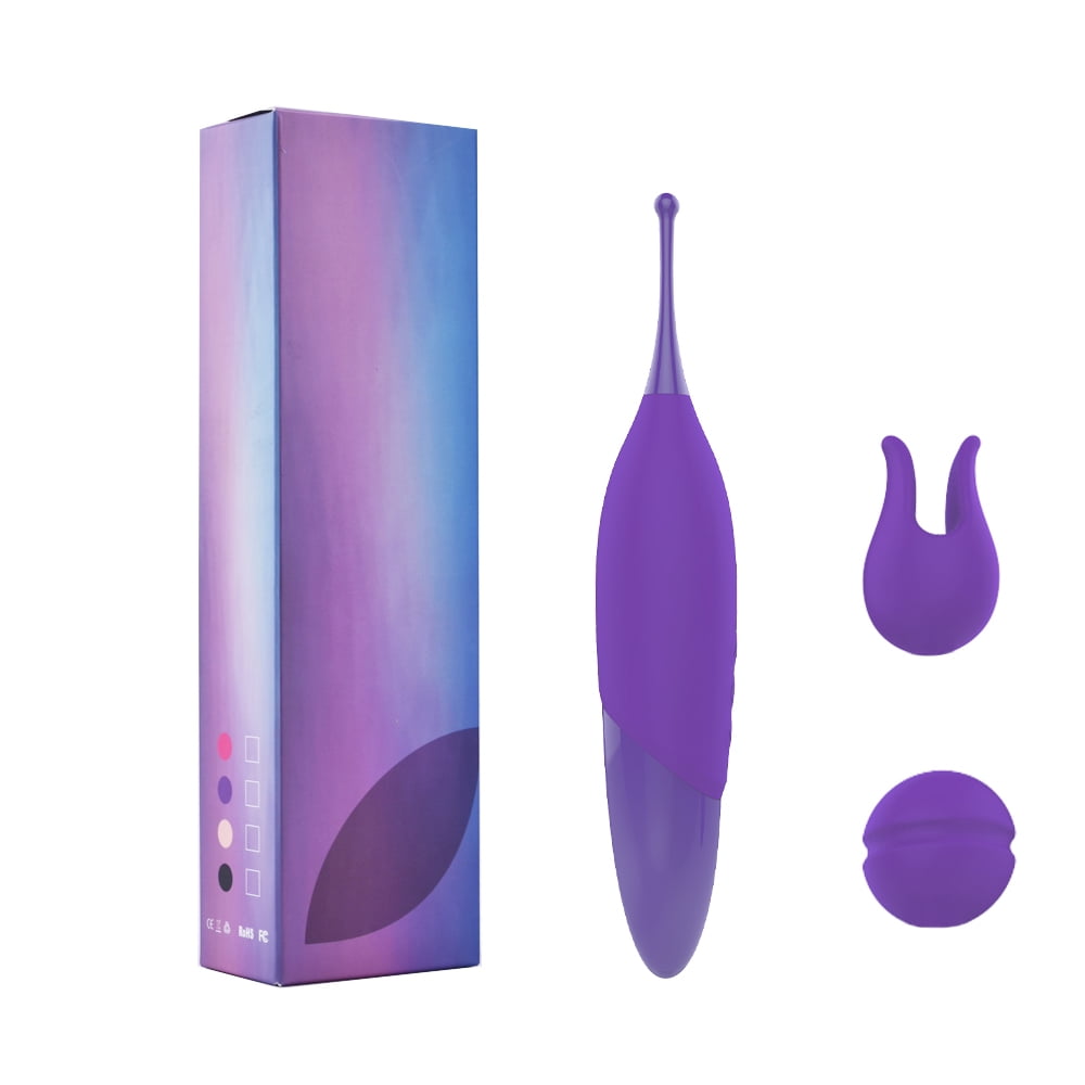 Birdsexy G-spot Vibrator Pen for Women,6 Speed 7 Frequency Vibrating Pen Breast Clitoral Tease Honeydew Stick with 2 Head Covers - Purple