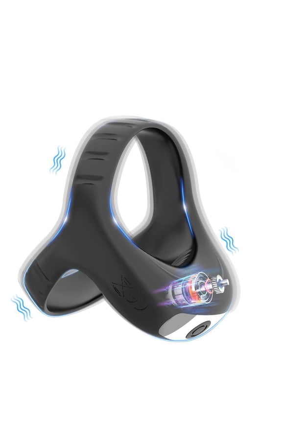 Silicone Vibrating Penis Ring for Erection Enhancing Sex Toys for Men Couple, Black