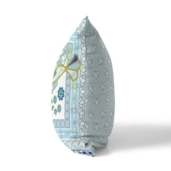 Birdsong Bouquet Vase Throw Pillow in White 16x16