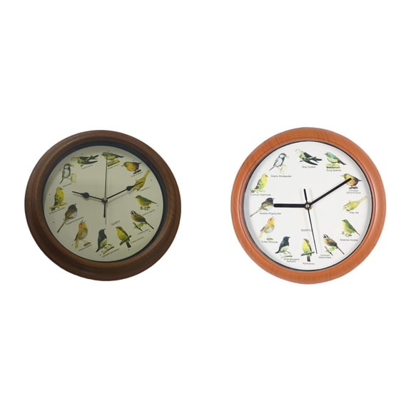 Birdsong Clock Hanging Clock Round Wall Clock Sings on the Hour with 12 Sounds for Living Room Bedroom Bathroom