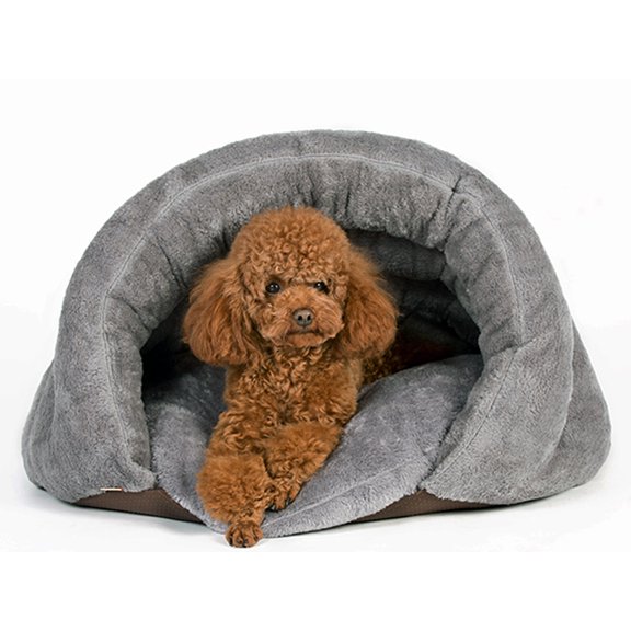 Birdsong The Original Cuddle Pouch Pet Bed (Medium), Dog Cave, Covered Hooded Pet Bed, Cosy, for Burrower Cats and Dogs, Gray