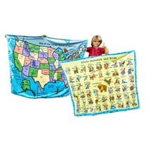 Birdy Boutique USA Map Educational Blanket – 50x60 Reversible Kids Learning Throw