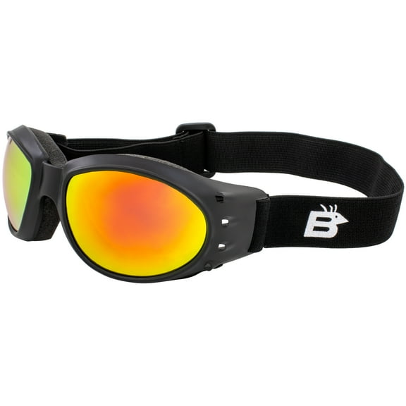Birdz Eagle Matte Black Padded Sport Riding Goggle with ReflecTech Orange Mirror Lens