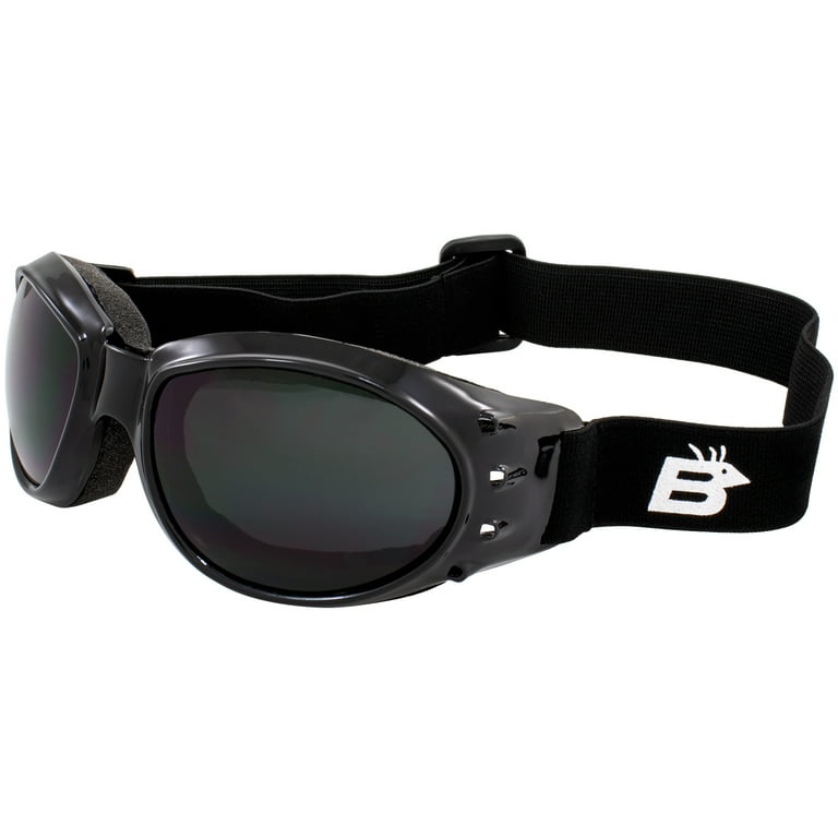 Birdz Eyewear Eagle Motorcycle Goggles Black Frame Smoke Lens