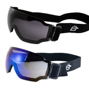 Birdz Eyewear Arch Sports Padded Safety Sky Diving Ski Motorcycle Goggles for Men & Women ANSI Z78.1+ 2 Pairs Smoke & Blue Mirror Lenses
