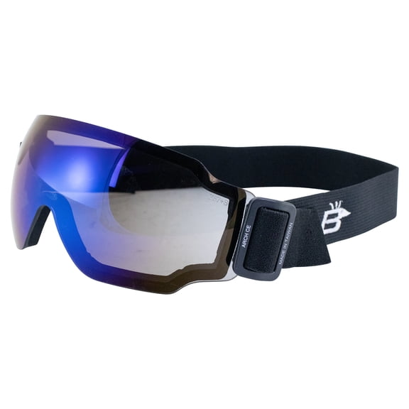 Birdz Eyewear Arch Sports Padded Safety Sky Diving Ski Motorcycle Goggles for Men & Women ANSI Z78.1+ (Black-Blue)