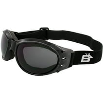 Birdz Eyewear Bald Eagle Padded Motorcycle Riding Safety Goggles Black Frame w/ Smoke Lens for Dirt Bikes ATV & Skydiving