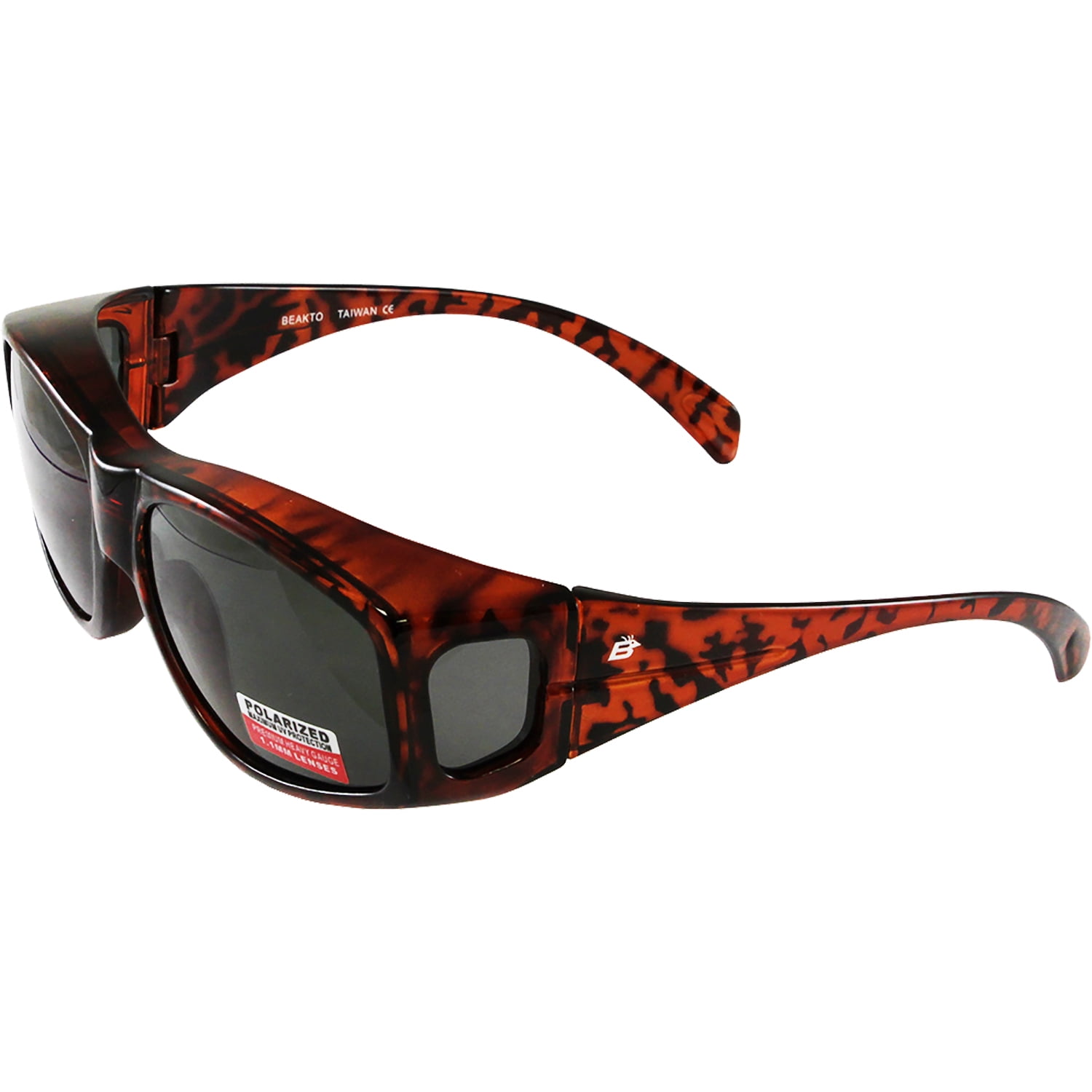 Birdz Eyewear Beak Polarized Sunglasses – Brown Tortoise Print Fit-Over Glasses, 100% UV Protection - View #8