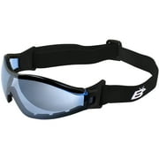 Birdz Eyewear Boogie Foam Padded Motorcycle Ski Skydiving Z87.1 Safety Goggles Black Frames with Clear Anti-Fog Lenses (Blue)