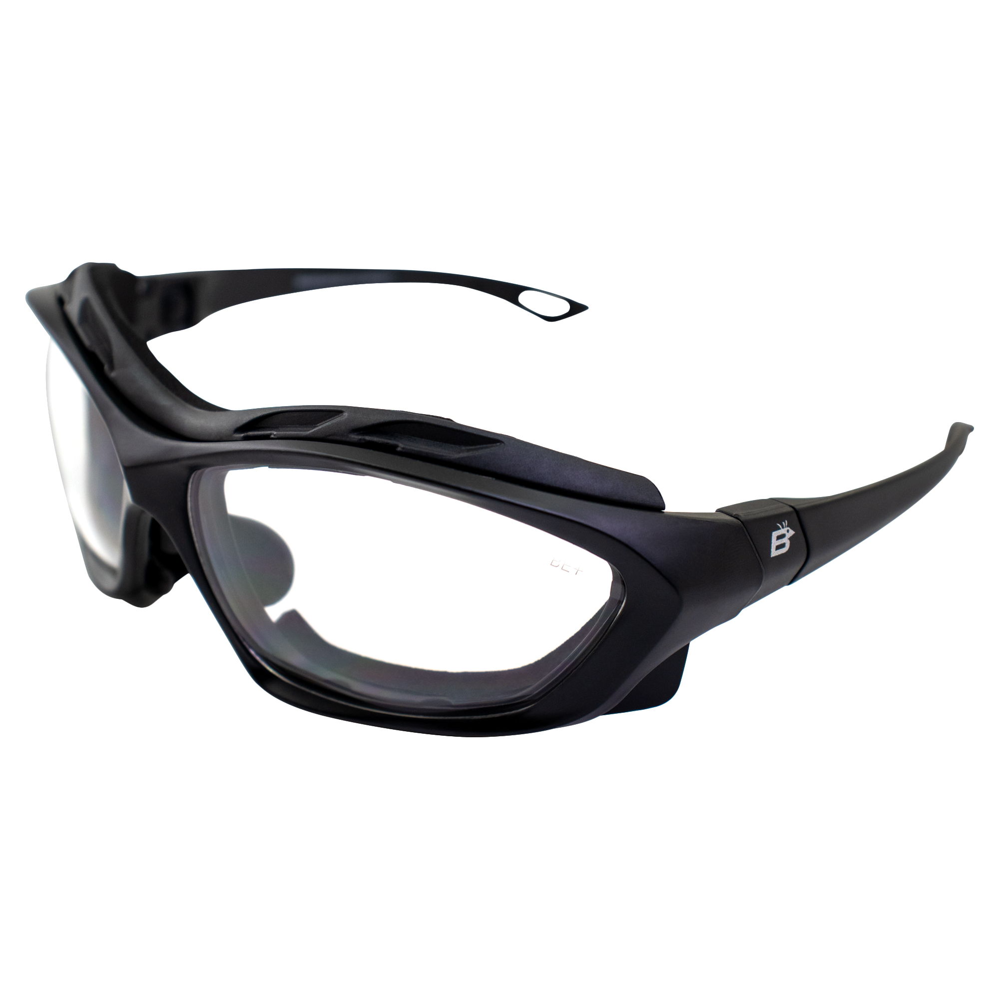Birdz Eyewear Canopy Padded Motorcycle Sunglasses Riding Safety Glasses ANSI Z87.1 Convertible to Goggles Black Frame (Black-Clear) - image 1 of 6