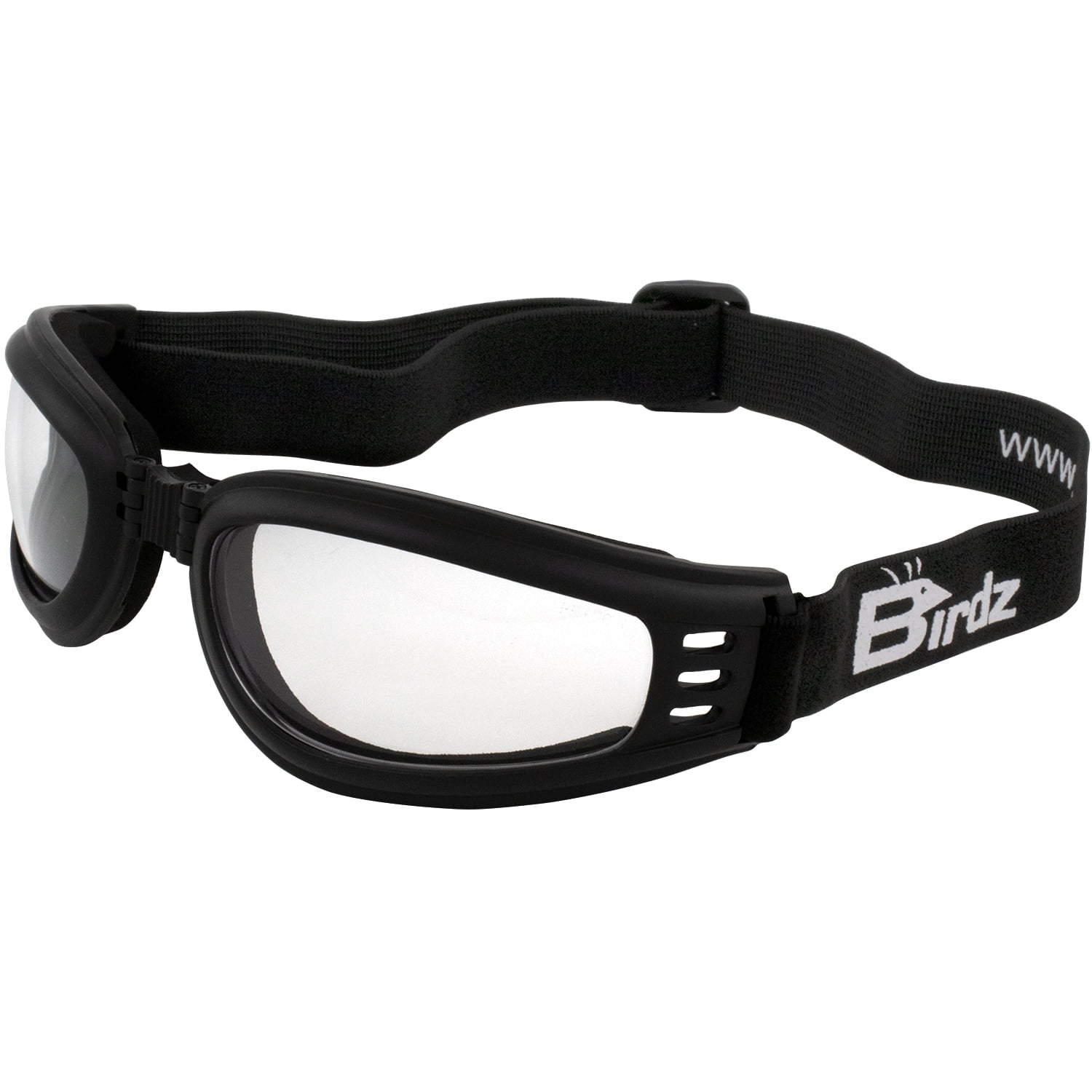 Birdz Eyewear Cardinal Padded Floating Motorcycle Goggles Black Folding