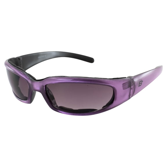 Birdz Eyewear Chill Women's Padded Motorcycle Sunglasses Purple Frames with Super Dark Lenses