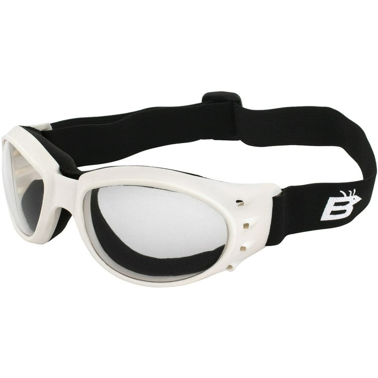 Birdz Eyewear Eagle Padded Motorcycle Riding Goggles White Frame
