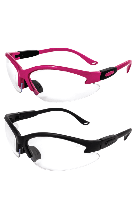 Eyewear Flamingo Safety Glasses for Nurses Dental Assistant Glasses Shooting Sunglasses for Women Ladies Men 2 Pairs Black & Hot Pink Frames w/Clear Lenses