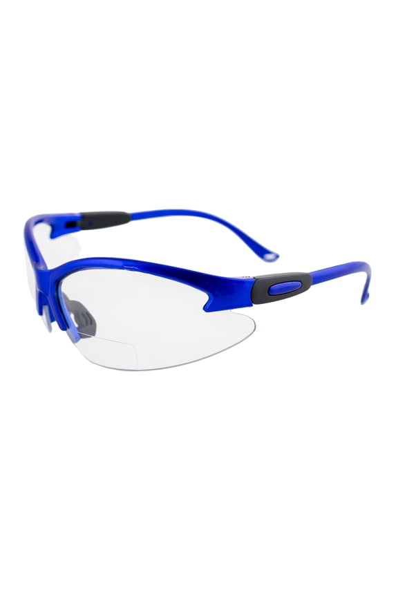 Eyewear Flamingo Safety Glasses for Nurses Dental Assistant Glasses Shooting Sunglasses for Women Ladies Men Blue Frame w/Clear 2.5 Magnification Bifocal Lens